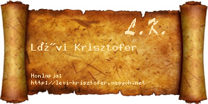 Lévi Krisztofer névjegykártya